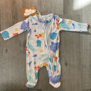Angel Dear Newborn Bamboo footie zip up NWT